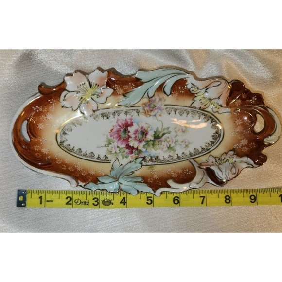 COPY - Cloisonne Trinket Dish Decoration Exquisite Floral Red and Goldtone - Picture 5 of 6